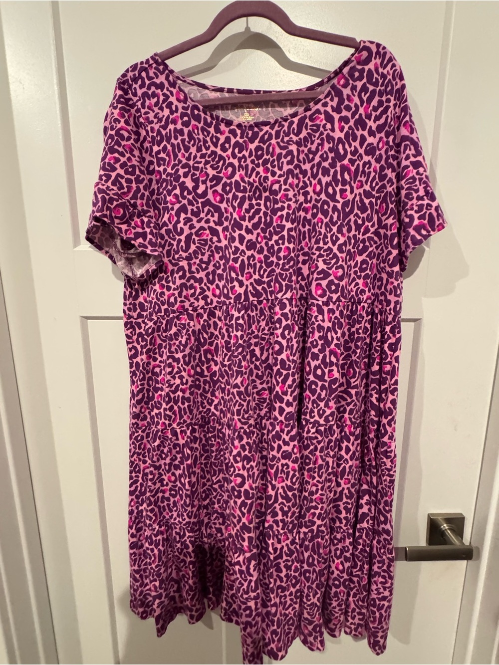 Lilly Pulitzer Pink and Purple Leopard-Print Babydoll Dress